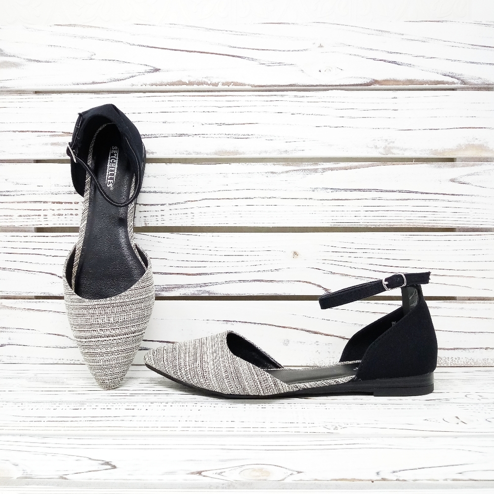 Seychelles Gray D'Orsay Briana Ankle Strap Flats